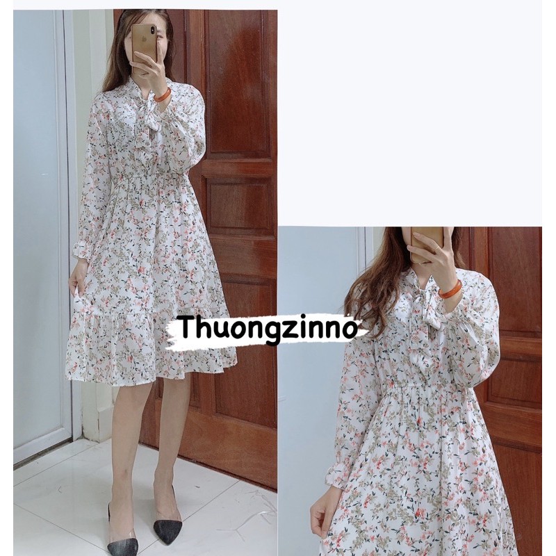 [Ảnh thật/Video] Váy hoa nơ cổ nhiều màu ( có video shop mặc mẫu) | BigBuy360 - bigbuy360.vn