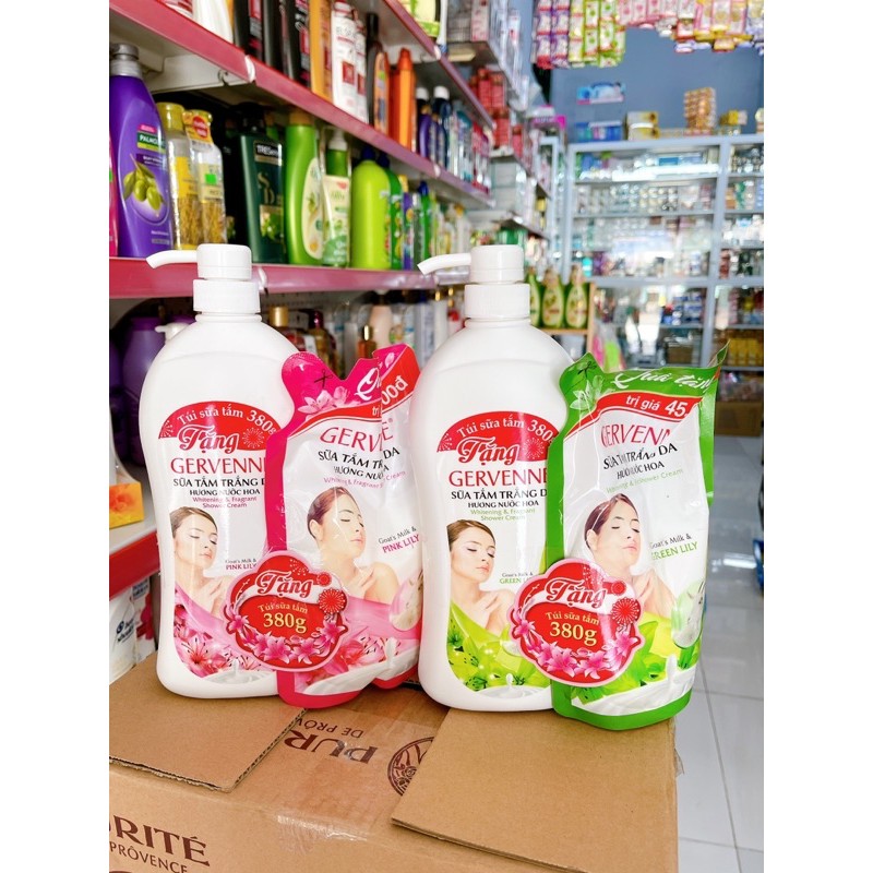 (tặng kèm túi 380g) Sữa tắm gervenne 900ml