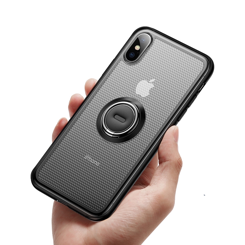 Baseus Dot bracket Case iPhone X XS MAX XR Magnetic Metal Finger Ring holder cover case for iPhone