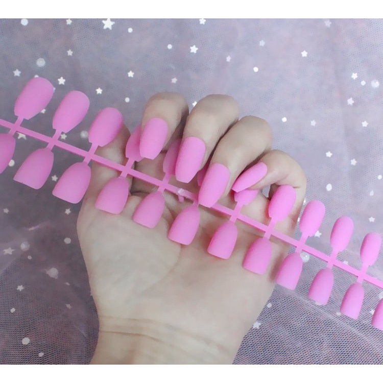 Set 24 nail giả úp đẹp Nivamo móng tay giả nhám trơn lì nhiều màu cute MG13