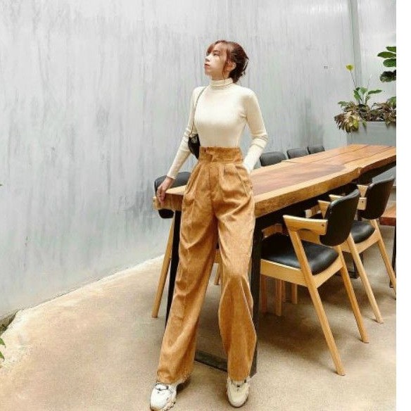 Lenkapas - Quần Ulzzang dài ống suông rộng ba màu chất nhung tăm đẹp