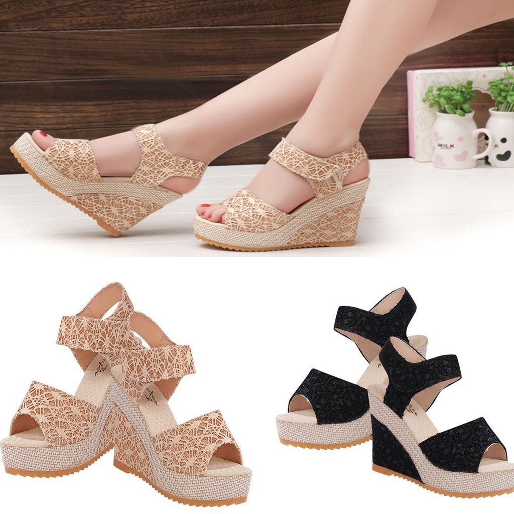 Giày Cao Gót Hở Ngón Phối Ren Thời Trang Cho Nữ Size 35-40