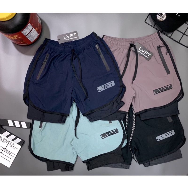 [sale sốc] quần short gym nam 2 lớp,quần thun Nam Cực chất