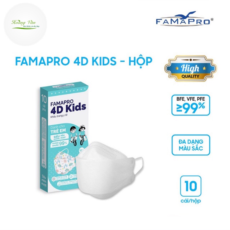 Khẩu trang trẻ em 4D Kid Famapro  - Hộp 10 cái