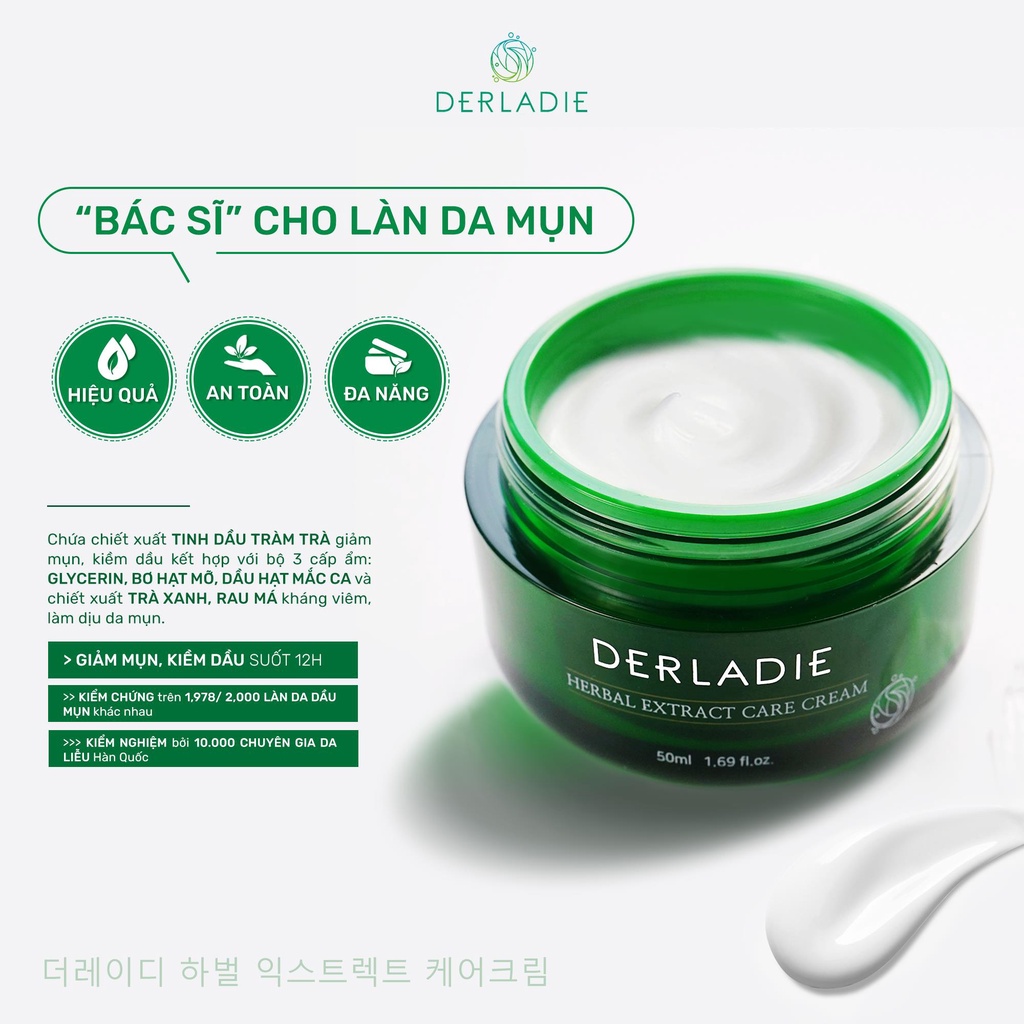 Kem Dưỡng Giảm Mụn Derladie Herbal Extract Care Cream - 50ml