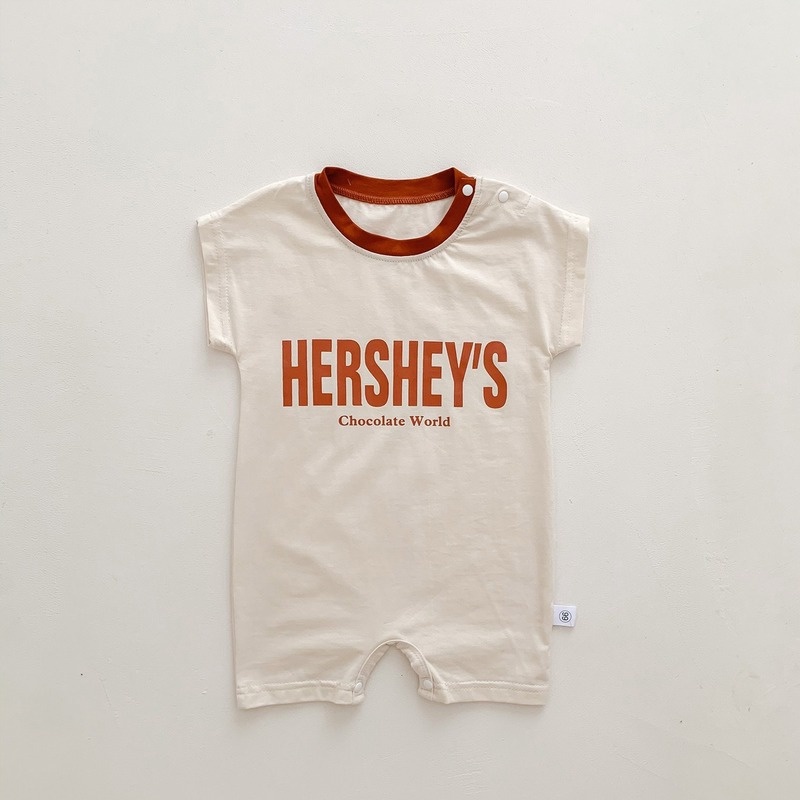 Bộ Áo Liền Quần Tay Ngắn In Chữ Dễ Thương Phong Cách Hàn Quốc Thời Trang Mùa Hè Cho Bé Sơ Sinh