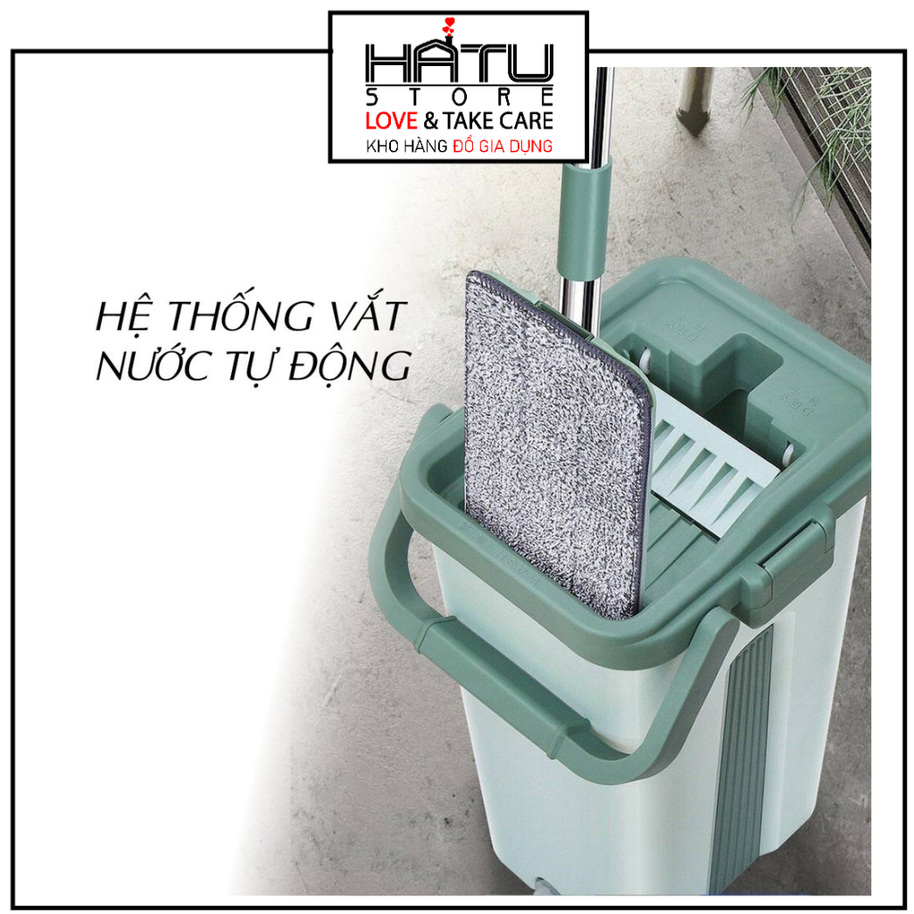 Bộ lau nhà tự vắt thông minh cây lau sàn tiện dụng xoay 360 độ