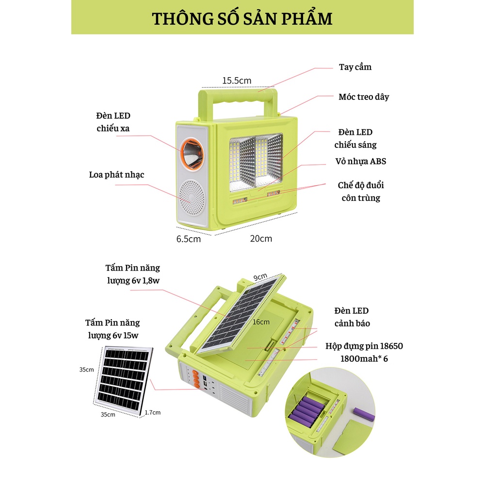 Đèn Pin Năng Lượng Mặt Trời Cao Cấp Đa Năng,dùng Làm Sạc Dự Phòng, Kết Nối Bluetooth Nghe Nhạc,đuổi Muỗi, Tặng Bóng Đèn