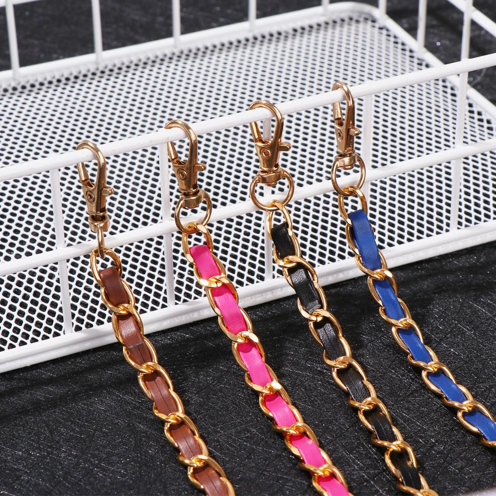 Dây đeo túi xách thay thế bằng da PU phối dây xích kim loại có thể điều chỉnh nhiều màu thời trang cho nữ