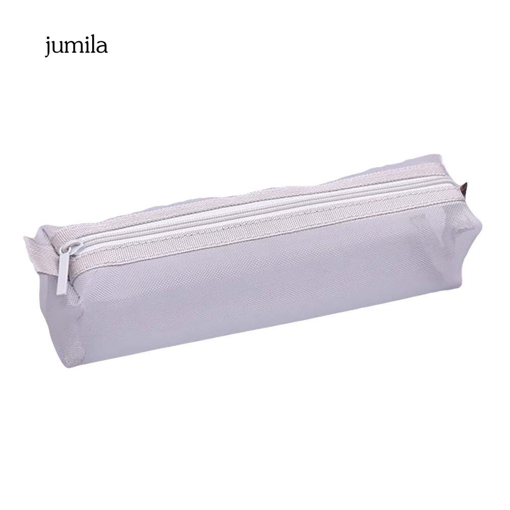 Túi đựng bút chì lưới trong suốt màu trơn bền cho nam và nữ