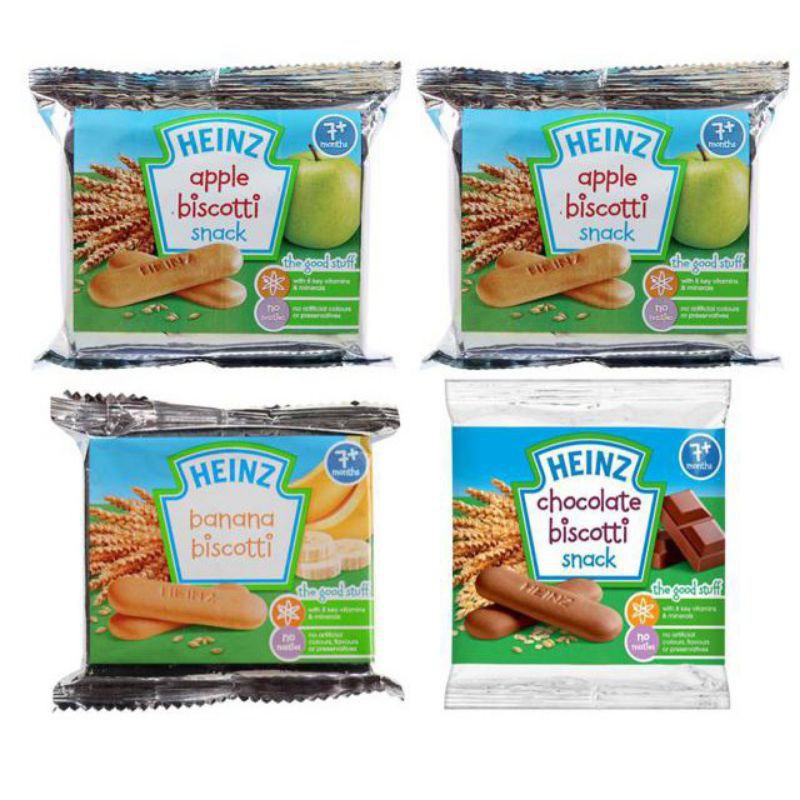 12/2021-Bánh Ăn Dặm Heinz Ít Đường Lúa Mạch Sữa 60g Cho Trẻ 7M+(Dâu Chuối - Táo - Chuối - Xoài Mơ)