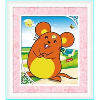 Tranh đính đá con chuột. kt: 30cm x 36cm