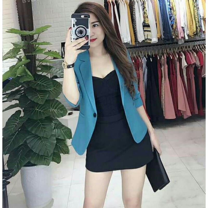 Áo vest nữ đẹp - Áo blazers nữ phong cách một cúc tay lỡ nhiều màu