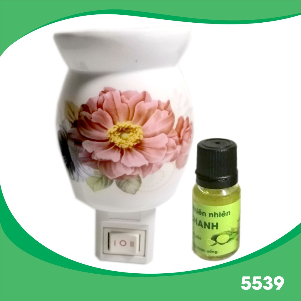 Combo đèn ngủ xông tinh dầu cắm tường hình hoa và tinh dầu sả chanh nguyên chất 10 ml