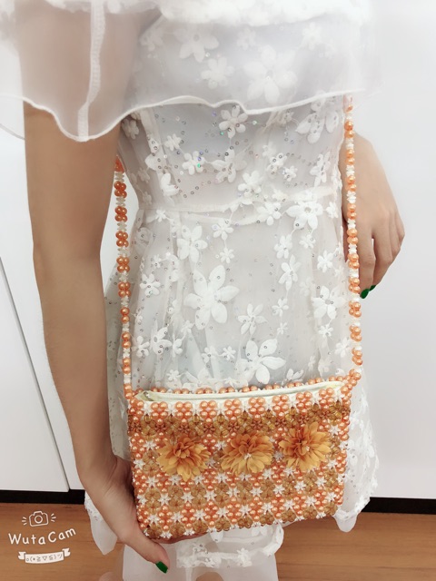 Túi Hạt Cườm Kết Nơ Ren Handmade