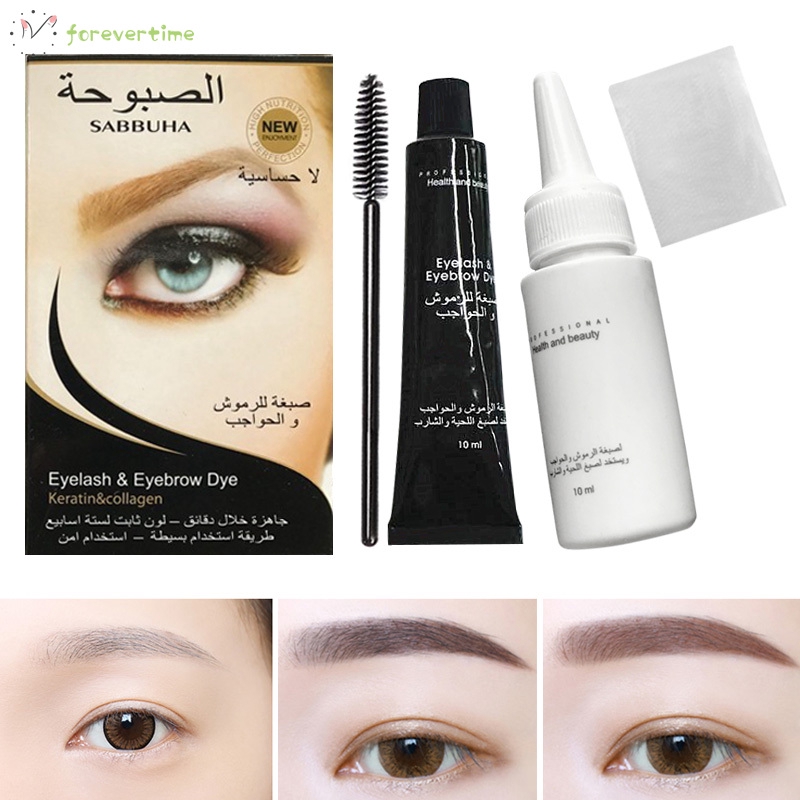 ✨trang điểm✨ Eyelash Eyebrow Dye Tint Gel Eye Brow Mascara Cream Brush Kit Waterproof