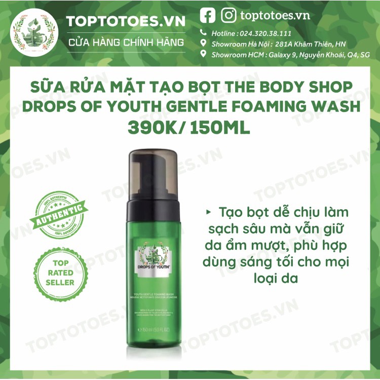 Bộ sản phẩm The Body Shop Drops of Youth foam rửa mặt, essence, lotion, serum, kem dưỡng