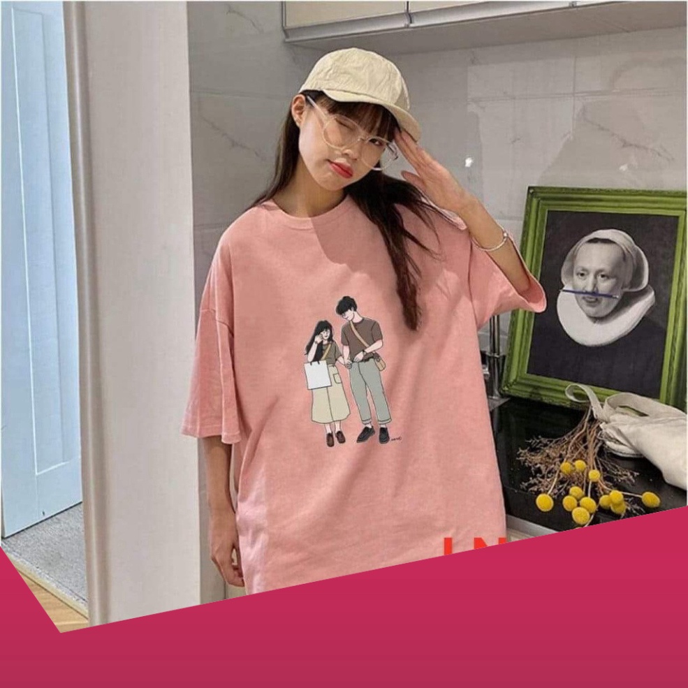 Áo Thun Nam Nữ Tay Lỡ From Rông UNISEX  In Hình Đôi Bạn Siêu Hot Chất Cotton Mịn Đẹp