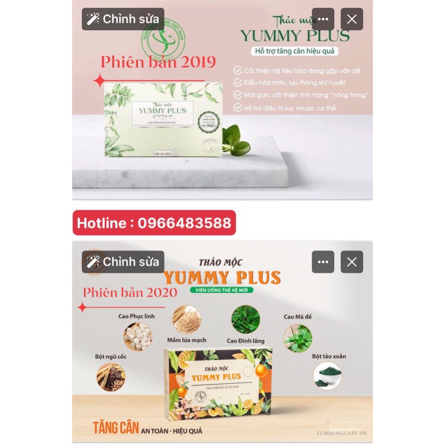 [Freeship HN HCM] Viên thảo mộc tăng cân Yummy Plus thương hiệu SLIMMINGCARE 2020]