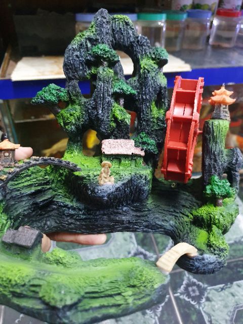 CẢNH NÚI BÁNH QUAY TRANG TRÍ HỒ CÁ NON BỘ 23x16x20cm