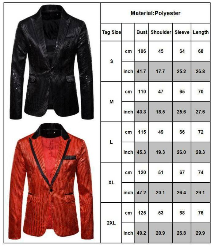 Mens Shining Sequins Tuxedo Suit Party Blazer Gentleman One Button
