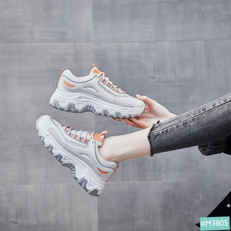 ( Hàng Đẹp ) Giày Thể Thao Sneaker Độn Đế Tăng Chiều Cao 5cm MINSU MYIJIA M3805 Phong Cách Bata Đế Độn Hàn Quốc Phù Hợp 