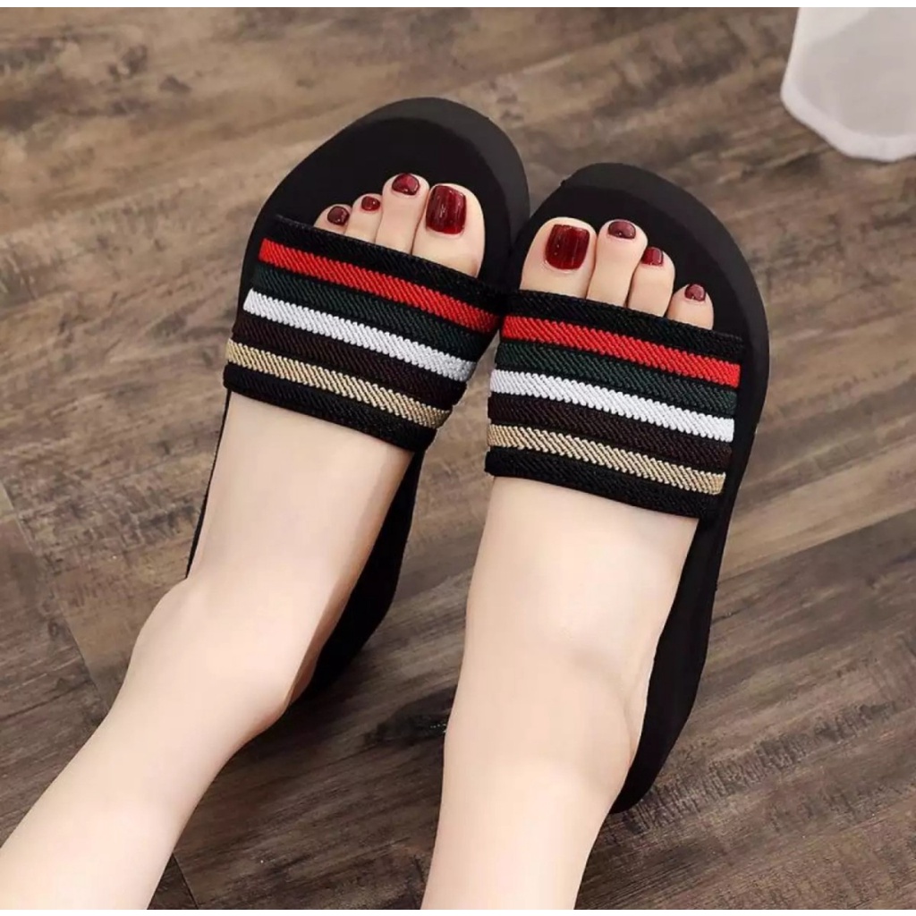 Dép quai ngang đế xuồng xốp quai thun sọc