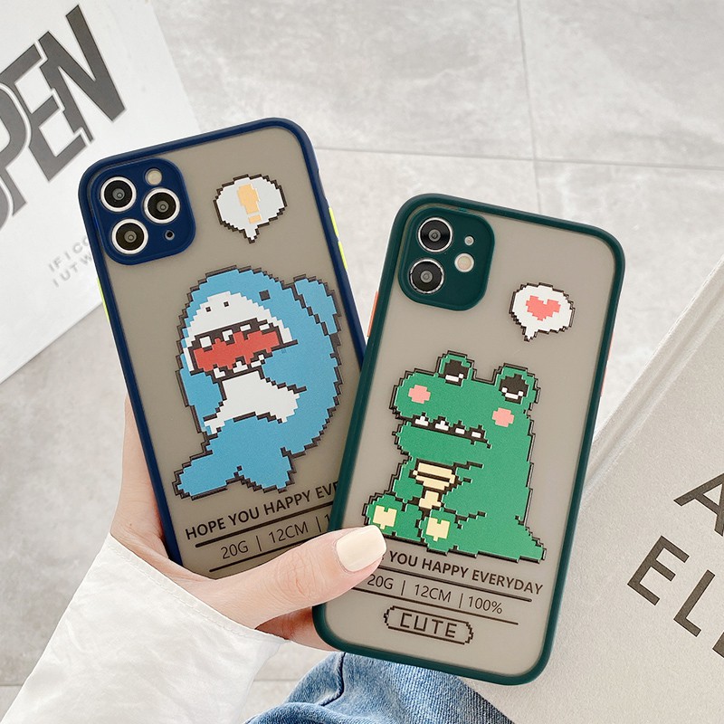 Ốp lưng iphone Big Fish nhám viền nổi cong 5/5s/6/6plus/6s/6splus/7/7plus/8/8plus/x/xr/xs/11/12/pro/max/plus/promax | BigBuy360 - bigbuy360.vn