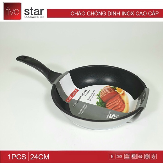 [MÃ SALE 5%]CHẢO CHỐNG DÍNH 3 ĐÁY CAO CẤP ĐUN BẾP TỪ FIVESTAR 16CM - 28CM