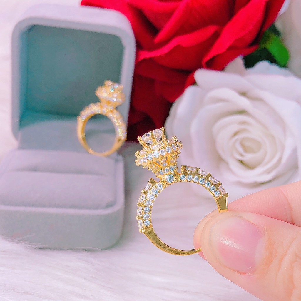 Nhẫn Nữ Mạ Vàng thời trang GADO N204 | Nhẫn xi vàng xinh đẹp - Nhẫn nữ đính đá - Nhẫn cầu hôn | Nhẫn mang nơi công sở