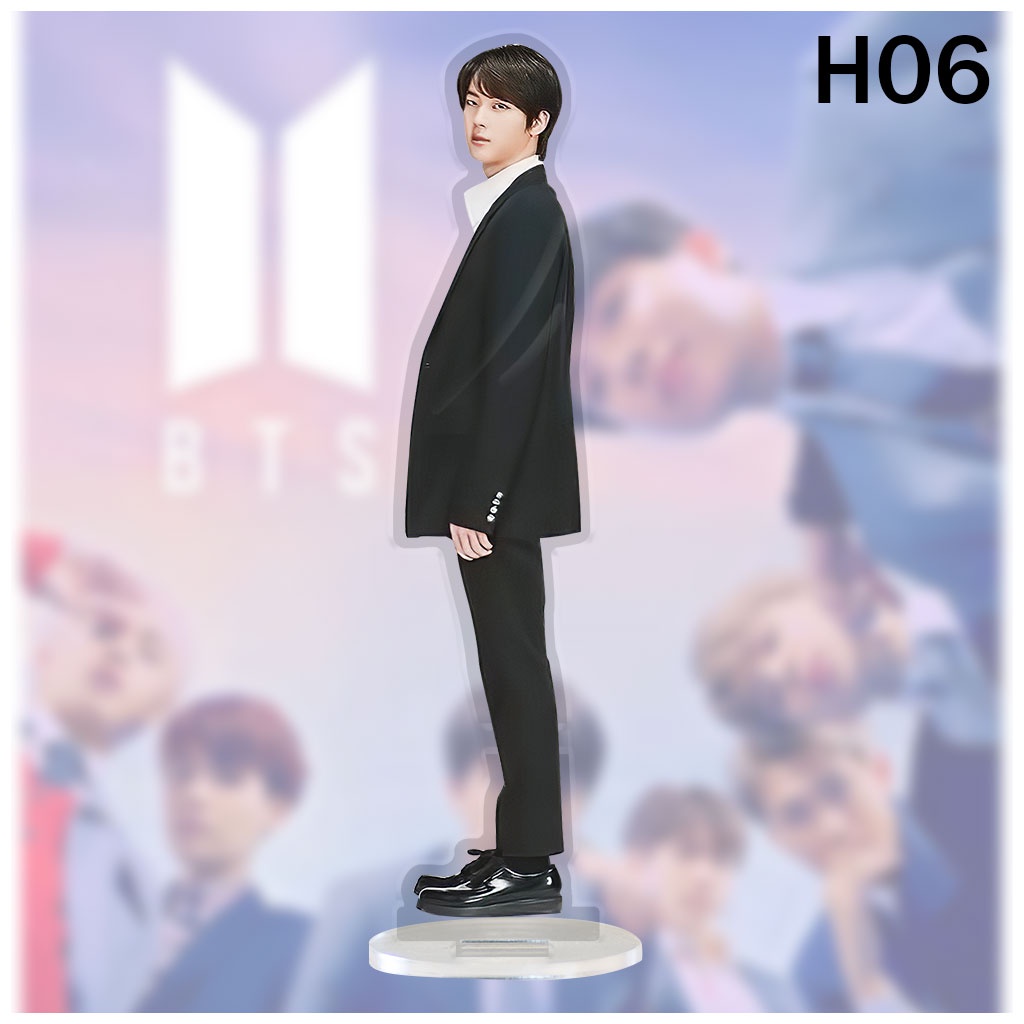 Mô hình đứng bằng arcrylic Jin Suga J Hope Rm Jimin V Jungkook nhóm nhạc BTS để bàn làm việc góc học tập cao 15cm