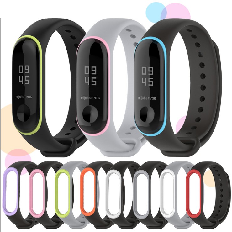 Dây đeo thay thế cho Xiaomi Miband 3 và 4 /5 viền mầu ( MB02 )