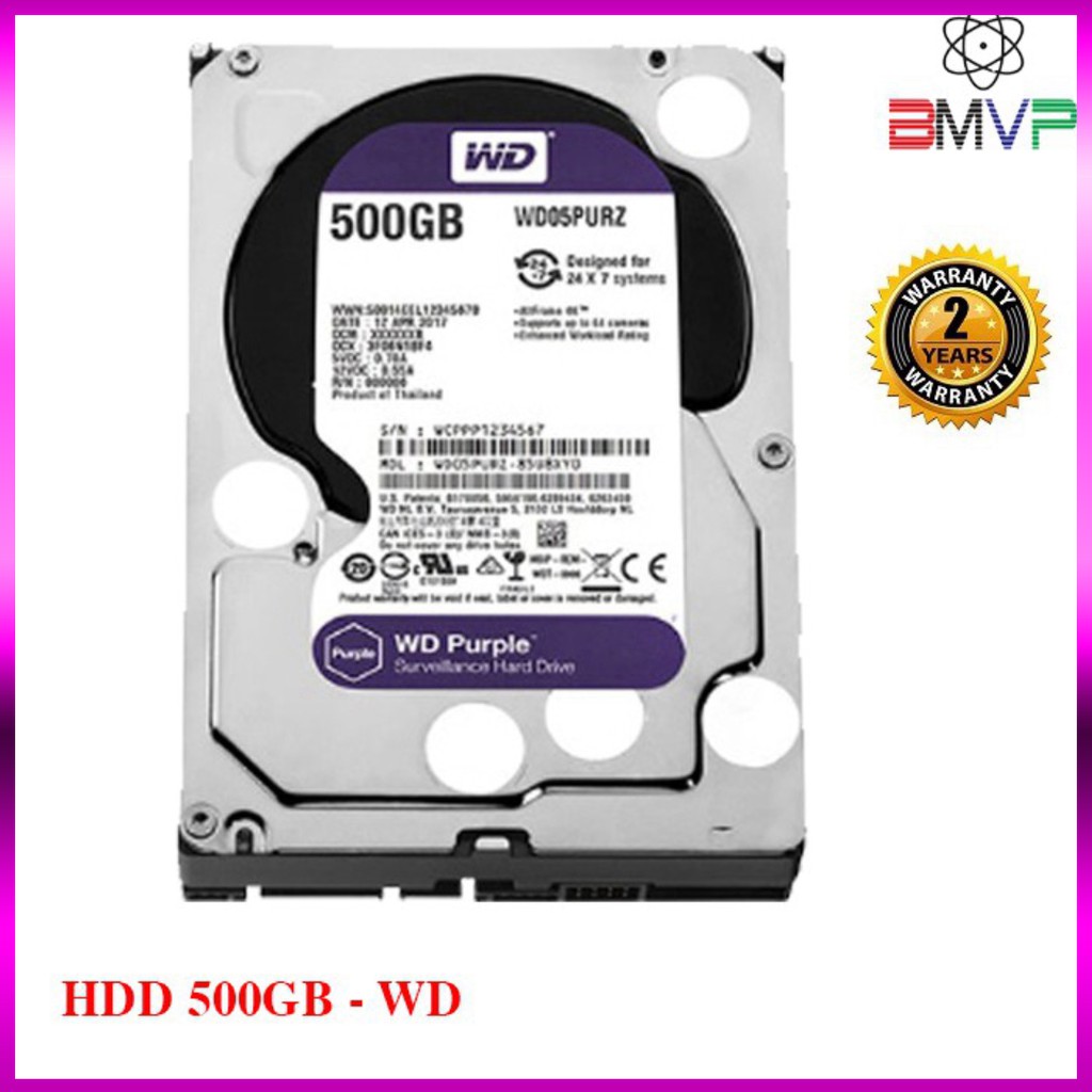 🍀 Ổ cứng chuyên dụng Camera 500GB WD PURPLE -  Bảo hành 24 tháng.