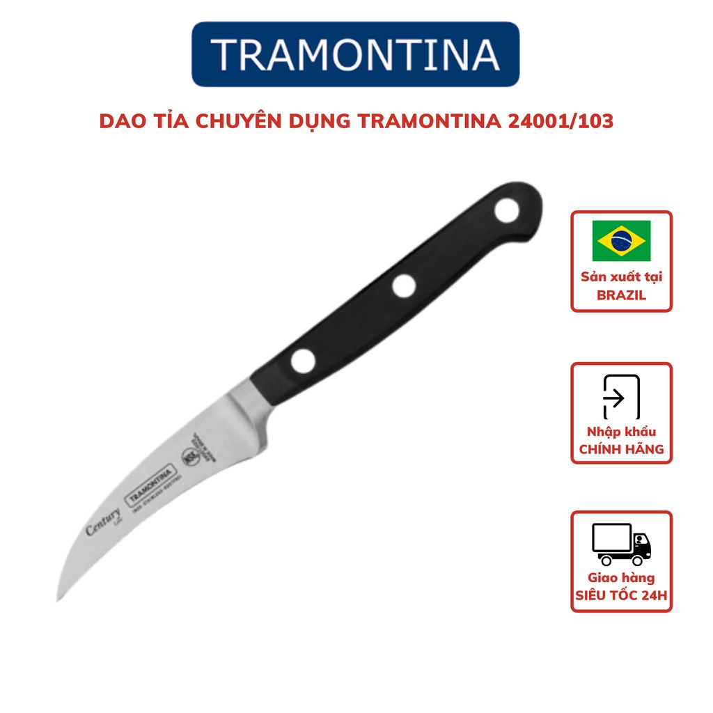 Dao tỉa hoa quả Tramontina Century 24001 đầu nhọn lưỡi cong sắc bén chất liệu thép rèn cao cấp 17.6cm nhập khẩu Brazil