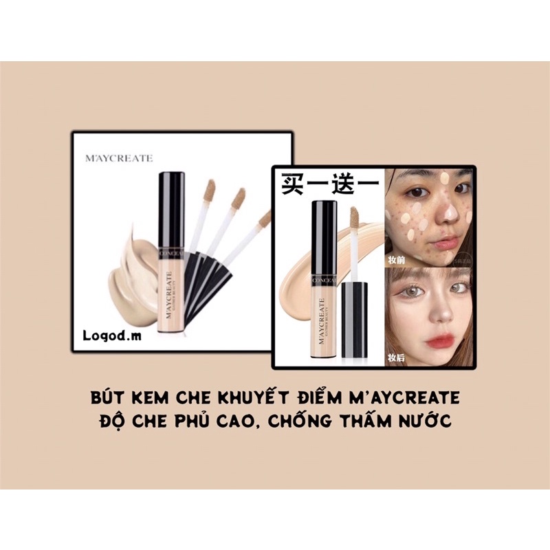 🌷XẢ KHO🌷Bút kem che khuyết điểm M’AYCREATE Kem Che Khuyết Điểm Che Mụn Quầng Thâm - Logod.m