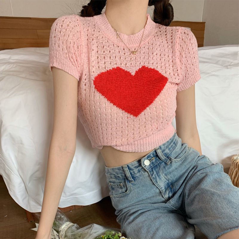 Jiashucheng Áo Dệt Kim Ngắn Tay Cổ Tròn Thời Trang Dành Cho Nữ