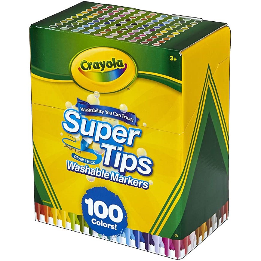 Bộ 100 cây Bút lông Dễ tẩy rửa Crayola Supertips, Nét thanh nét đậm