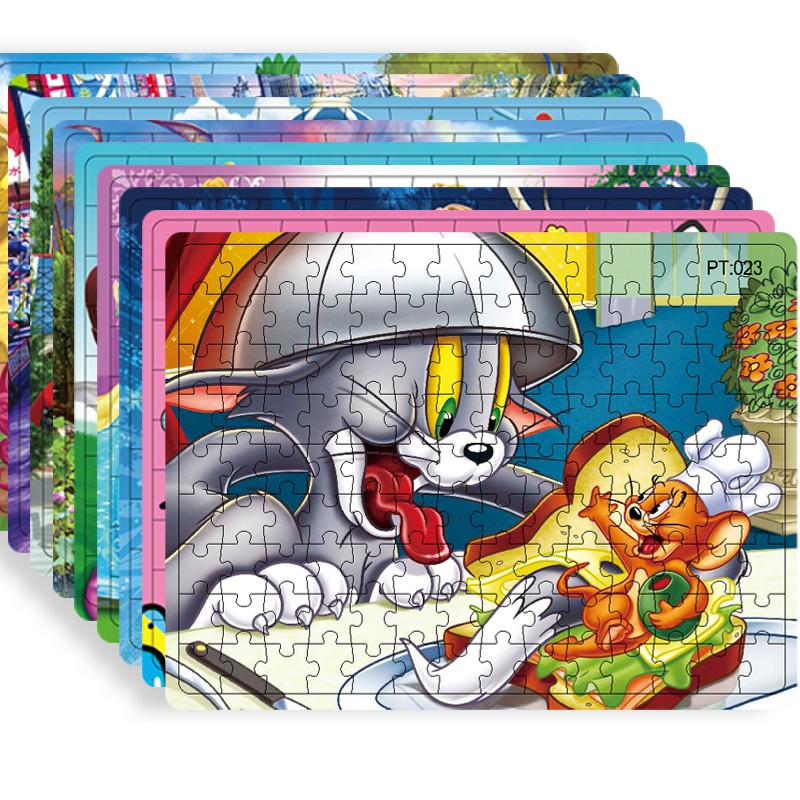 Bộ đồ chơi xếp hình 126 mảnh hoạ tiết mèo Tom dễ thương vui nhộn cho bé yêu