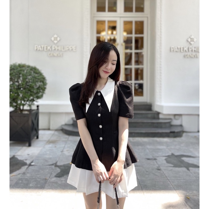 NINA TOP - Áo sơ mi cúc ngọc tay bồng thiết kế by CÁM