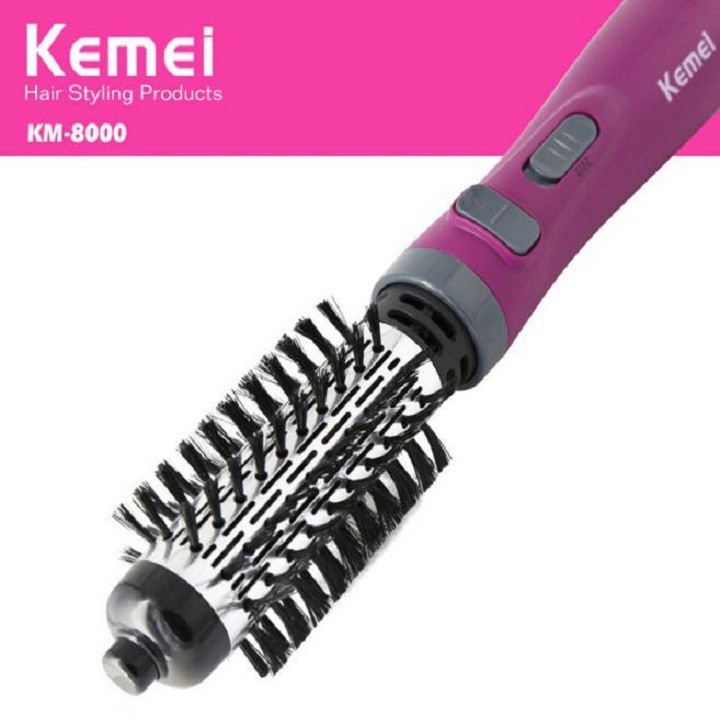 Lược Điện Kemei KM 8000 Lược Điện Xoay 360 Sấy Tóc Sấy Cụp Cao Cấp Đa Năng - uốn - duỗi - làm xoăn
