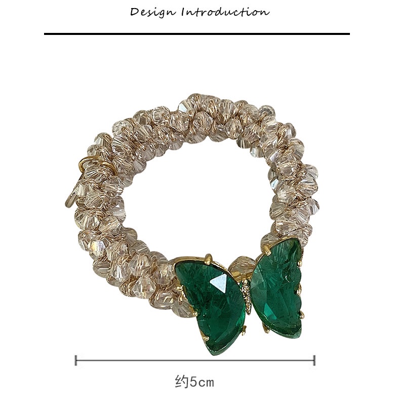 Dây buộc tóc cao su đàn hồi mặt bươm bướm đính đá pha lê nhân tạo thời trang đơn giản dành cho nữ