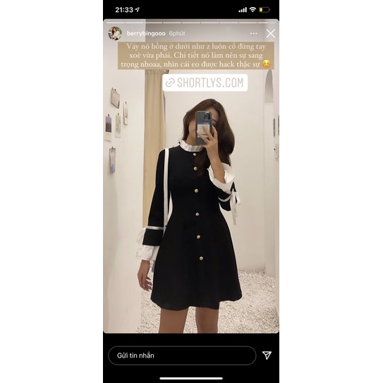 BEST SELLER - MINA DRESS - ĐẦM KAKHI ĐEN SANG CHẢNH PHA TAY TRẮNG