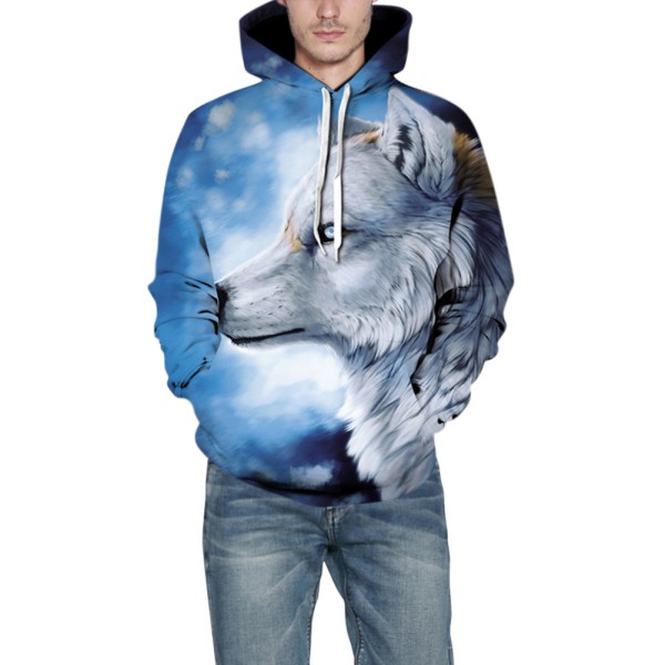 Áo hoodie in hình chó sói 3D unisex