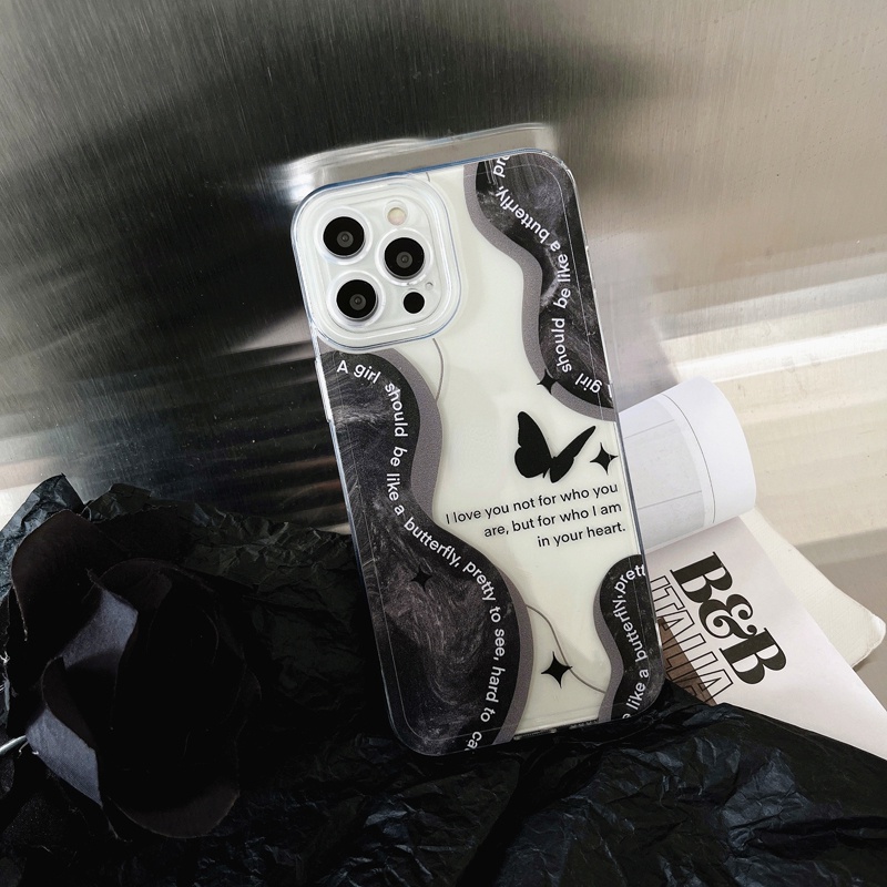 Ốp Điện Thoại TPU Mềm Họa Tiết Bướm Gắn Giá Đỡ Cho iPhone 12 13 Pro 11 Pro Max 12Mini 13Mini XS Max XR 7 8 Plus