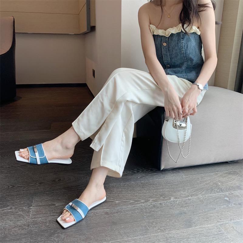 Dép Quai Ngang Nữ Quai Jean QC Cao Cấp Đế Bệt TRINH LÊ SHOP GIÀY DÉP