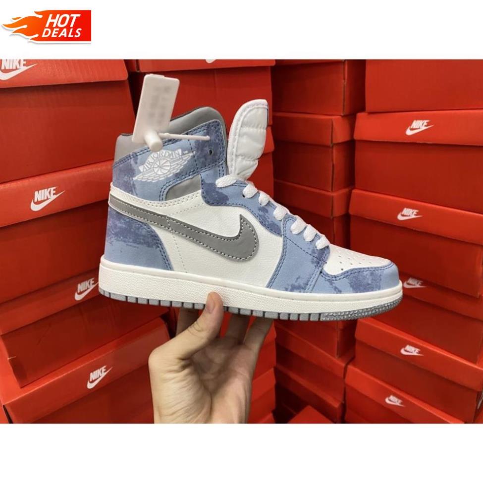 Giày Jordan cổ cao Hyper Royal xanh loang, Giày Jordan 1 high xanh nỉ nam nữ bản đẹp full box bill ! $ .
