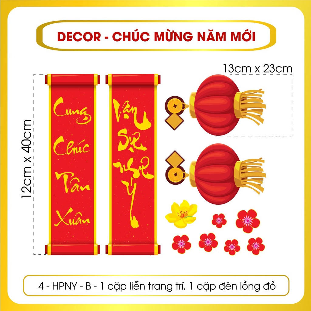 Decal Dán Trang Trí Tết 2022 | Bộ Decal Dán Cửa Kính Hình Con Hổ May Mắn HPNY04