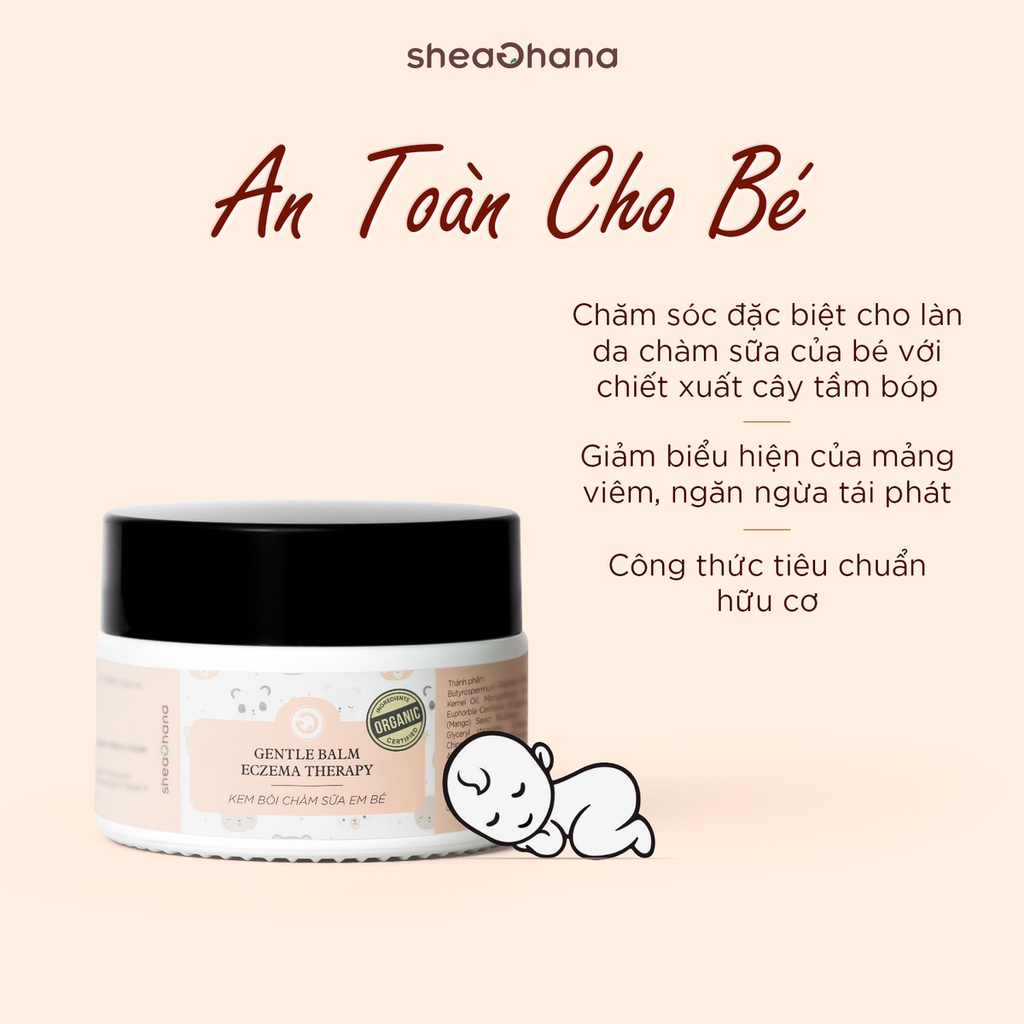 Kem bôi chàm sữa em bé Organic SheaGhana Gentle Balm Eczea Therapy 50gr