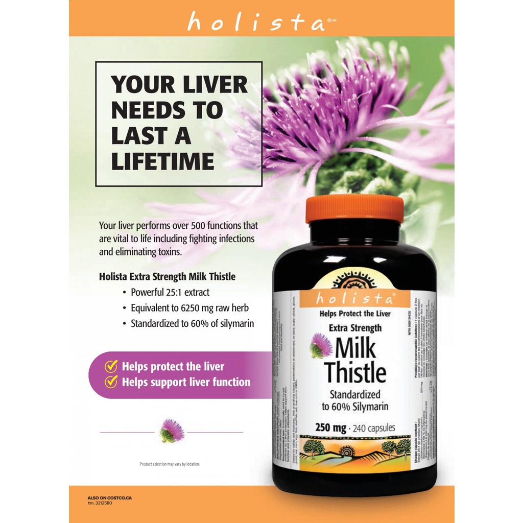 Viên uống thải độc gan Milk thistle  Holista Canada