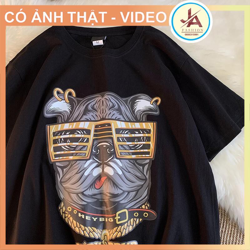 Áo Thun Nam Ngắn Tay In nổi 5D Hình Chó Đeo Kính Phong Cách Cổ Tròn Áo Phông Nam Chất Vải Cotton mềm co dãn JASHOP